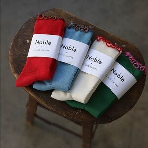Noble Men's Vibrant Sock Collection - Red, Blue, Cream, Green